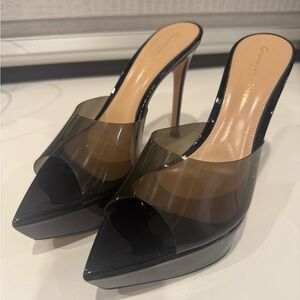 Gianvito Rossi Black Patebt leather and PVC heels 
Size 37.5